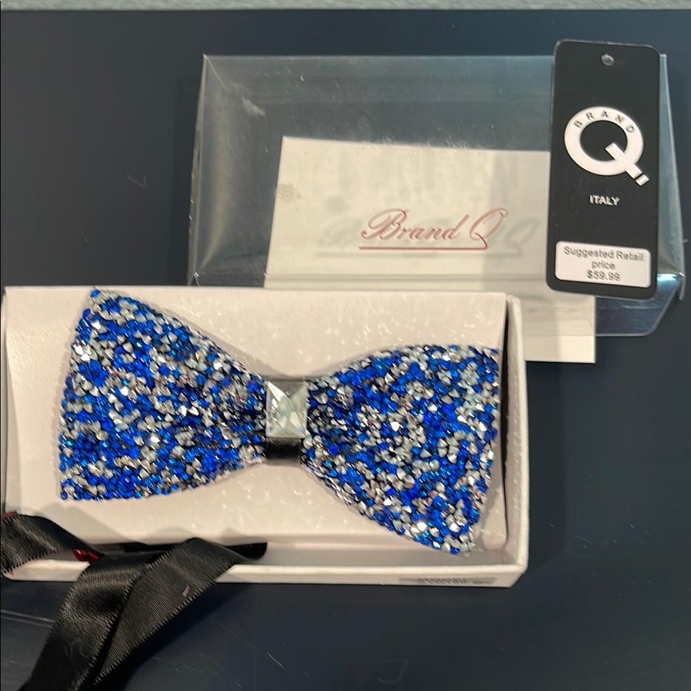 Blue and Silver Crystal Embellished Tie
